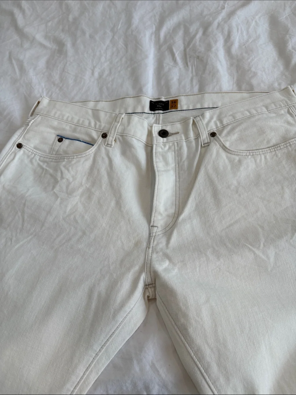 J Crew Men's White Slim Jeans - Classic Clean Look,36 X 32,Model 484